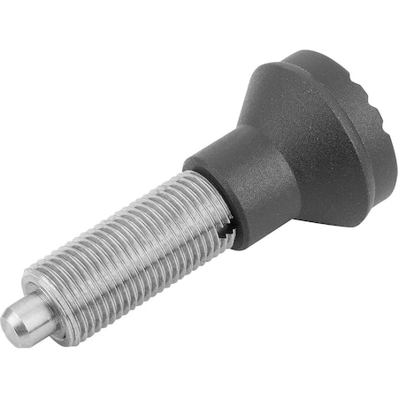 Kipp Indexing Plunger Wo. Groove Size:4 D1=M20X1, 5, Form:G Stainless Steel, Not Hardened, Comp: Plastic,  K0344.11410